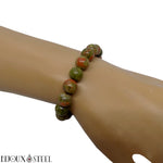 Bracelet élastique en perles d'unakite 8mm en pierre naturelle