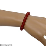 Bracelet élastique en perles de cornaline 8mm en pierre naturelle