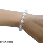 Bracelet élastique en perles de cristal de roche ou quartz 10mm en pierre naturelle