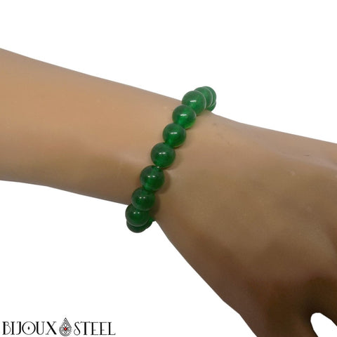 Bracelet élastique en perles de jade de Malaisie 8mm