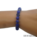 Bracelet élastique en perles de lapis lazuli 8mm en pierre naturelle