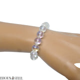 Bracelet élastique en perles de quartz angel aura 10mm en pierre naturelle
