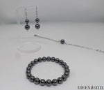 Bracelet élastique en perles naturelles d'hématite 8mm