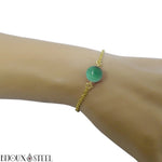 Bracelet en acier inoxydable doré et sa perle de malachite 10mm