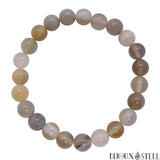 Bracelet en perles d'agate grise 8mm en pierre naturelle