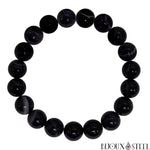 Bracelet en perles d'agate noire à rayures ou onyx 10mm