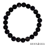 Bracelet en perles d'agate noire à rayures 8mm