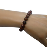 Bracelet ajustable en perles d'obsidienne acajou 8mm en pierre naturelle sur fil élastique