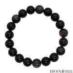 Bracelet en perles d'obsidienne argentée 10mm