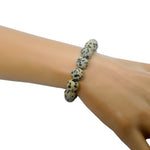 Bracelet en perles de jaspe dalmatien 8mm en pierre naturelle sur fil élastique
