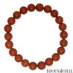 Bracelet en perles de jaspe rouge 8mm en pierre naturelle