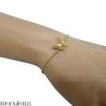 Bracelet fin à papillon 3d doré en acier chirurgical pour femmes