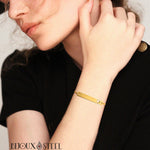 Bracelet gourmette dorée coeur personnalisable en acier inoxydable