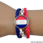 Bracelet à drapeau tricolore de la France en similicuir