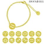 Bracelets dorés douze signes astrologiques en acier inoxydable