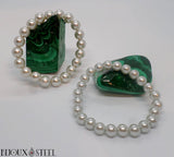Bracelet de perles grises nacrées pour femmes imitations sur malachite