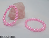 Bracelets de perles roses nacrées pour femmes imitations sur quartz rose