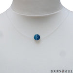 Collier fil de nylon translucide à perle d'agate bleue teintée 8mm en pierre naturelle
