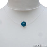 Collier cordon en nylon et sa perle d'apatite bleue 10mm en pierre naturelle