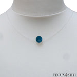 Collier cordon en nylon et sa perle d'apatite bleue 8mm en pierre naturelle