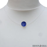 Collier une perle d'aventurine bleue 10mm et son cordon de nylon