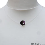 Collier cordon de nylon translucide et sa perle d'obsidienne oeil céleste 10mm