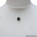 Collier cordon de nylon translucide et sa perle d'obsidienne oeil céleste arc-en-ciel 8mm