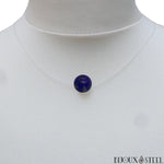 Collier cordon en nylon et sa perle de lapis lazuli 10mm en pierre naturelle 