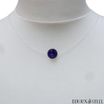 Collier à fil de nylon et sa perle de lapis lazuli 8mm en pierre naturelle 
