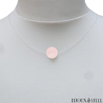 Collier ras du cou à perle de quartz rose 10mm et son cordon de nylon
