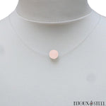 Collier ras du cou à perle de quartz rose 8mm et son fil de nylon