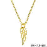 Collier à pendentif aile d'ange dorée en acier inoxydable