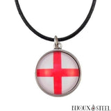 Collier à pendentif rond drapeau de l'Angleterre