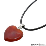 Collier à pendentif coeur en pierre d'agate rouge