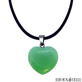 Collier à pendentif coeur en pierre naturelle d'aventurine verte