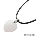 Collier à pendentif coeur en pierre naturelle de jade blanc