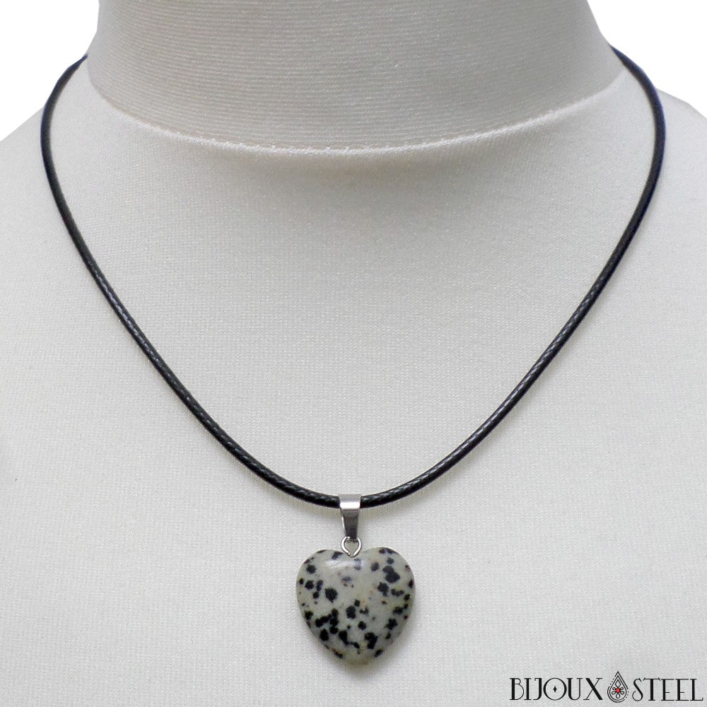 Pendentif Jaspe Dalmatien Rempli Or Blanc - Bijou Artisanal Avec Chaîne !