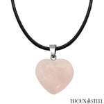 Collier à pendentif coeur en pierre de quartz rose