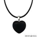 Collier à pendentif coeur en pierre naturelle d'obsidienne noire