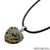 Collier à pendentif coeur en pierre naturelle de jaspe dalmatien