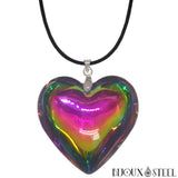 Collier à pendentif cœur glamour multicolore en verre