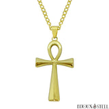 Collier à pendentif croix de vie égyptienne dorée en métal