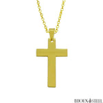 Collier à pendentif croix dorée en acier inoxydable