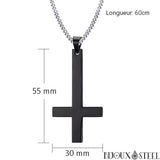 Pendentif croix inversée en acier dimensions