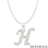 Collier à pendentif lettre H argentée en acier inoxydable