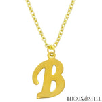 Collier à pendentif lettre B dorée en acier inoxydable
