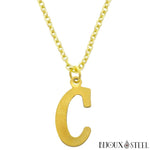 Collier à pendentif lettre C dorée en acier inoxydable