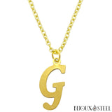 Collier à pendentif lettre G dorée en acier inoxydable