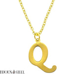 Collier à pendentif lettre Q dorée en acier inoxydable