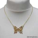 Collier doré papillon style origami animal en acier inoxydable